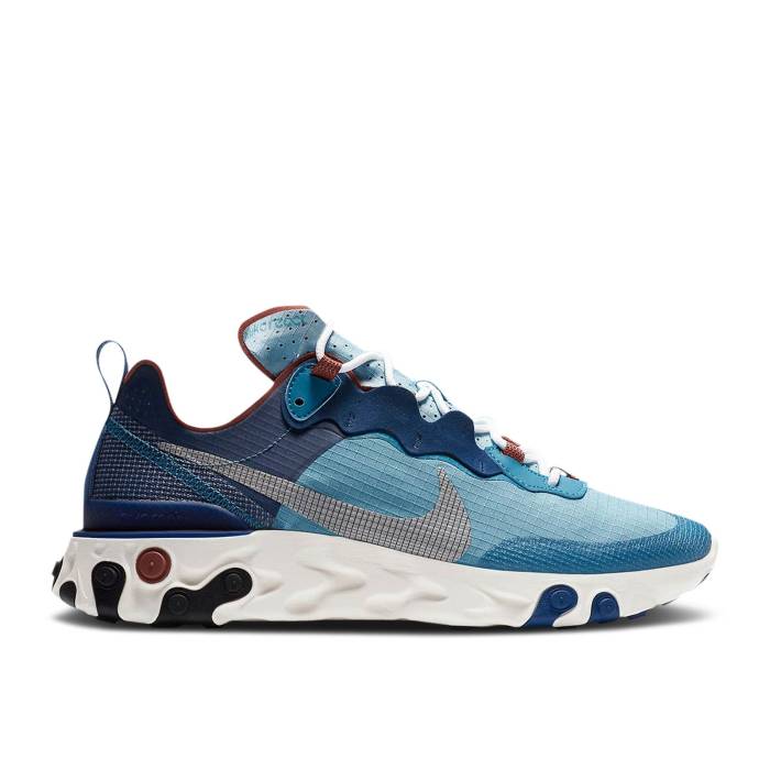 ナイキ Nike 【 React Element 55 Coastal Blue Men Coastal Blue/White/Cerulean/Green Abyss 】 リアクト エレメント メンズ 青色 ブルー 白色 ホワイト green 緑・グリーン