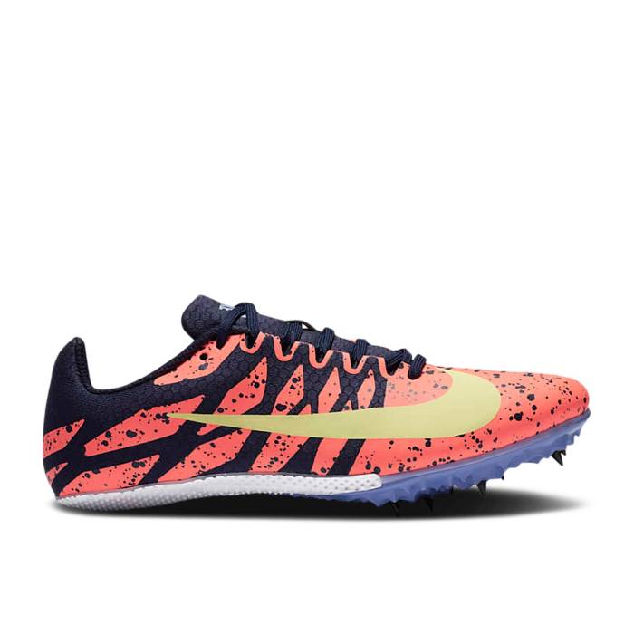 ナイキ Nike 【 Wmns Zoom Rival S 9 \u0027Paint Splatter - Bright Mango Zitron\u0027 Women Bright Mango/Blackened Blue/Purple Pulse/Light Zitron 】 望遠レンズ 競争相手 レディース 青碧 青碧 Purple 紫・パープル