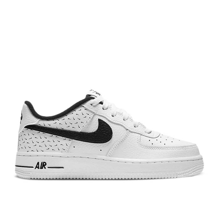 ナイキ Nike 【 Air Force 1 \u002707 ガウス \u0027Swooshfetti\u0027 Youth White/Black 】 御坊っちゃん キッズ 白いこと 白いこと 黒いこと 黒いこと キッズファッション-靴-スニーカー