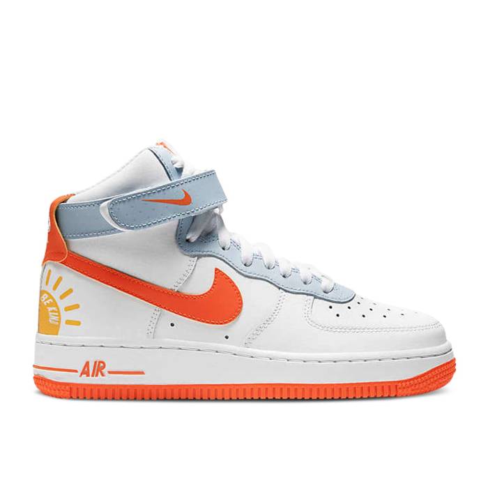 ナイキ Nike 【 Air Force 1 High Gs 'Be Kind' Youth White/Light Armory Blue Heather/Laser Orange/Electro Orange 】 ハイ ジュニア キッズ 白色 ホワイト 青色 ブルー heather ヘザー Laser レーザー orange 橙・オレンジ