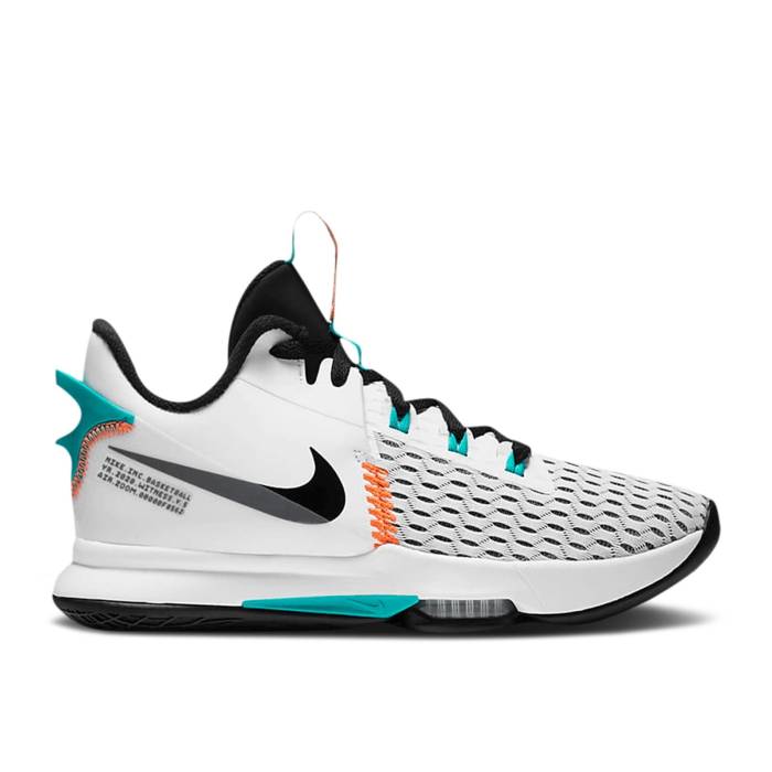 ナイキ Nike 【 Lebron Witness 5 \u0027White Clear Jade\u0027 Men White/Clear Jade/Total Orange/Black 】 Lebron レブロン メンズ 白いこと 白いこと 翡翆・ジェード orange 橙・オレンジ色 黒いこと 黒いこと