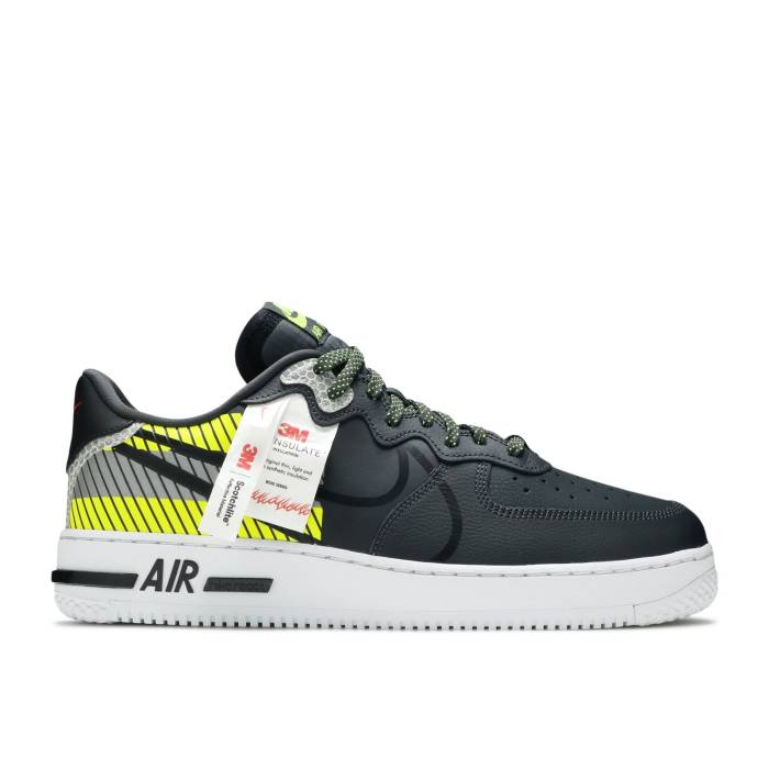 ナイキ Nike 【 3M X Air Force 1 React Lx \u0027Anthracite Volt\u0027 Men Anthracite/Volt/Habanero Red/Black 】 リアクト メンズ Red 赤・赤いこと 黒いこと 黒いこと