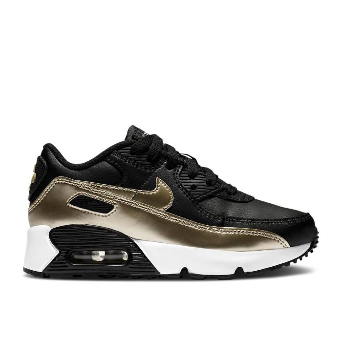 ナイキ Nike 【 Air Max 90 Ps \u0027Black Metallic Gold Star\u0027 Youth Black/Black/White/Metallic Gold Star 】 マックス ゴールド 御坊っちゃん キッズ 黒いこと 黒いこと 白いこと 白いこと ゴールド キッズファッション-靴-スニーカー