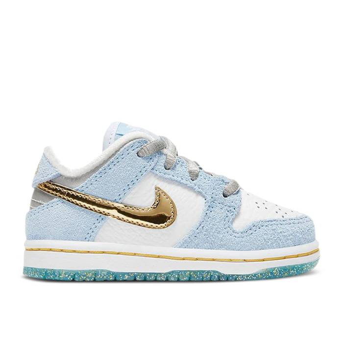 ナイキ Nike 【 Sean Cliver X Dunk Low Sb Td \u0027Holiday Special\u0027 Infant White/Psychic Blue/Metallic Gold 】 ダンク エスビー もの言う花 白いこと 白いこと 青味 青味 ゴールド