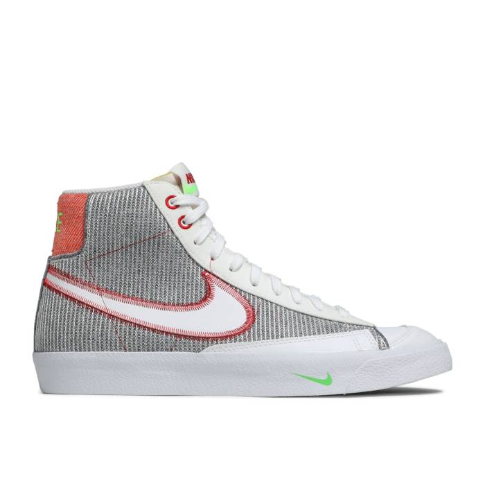 ナイキ Nike 【 Blazer Mid \u002777 \u0027Recycled Jerseys Pack\u0027 Men Grey/White/Sport Red/Electric Green 】 ブレイザー ミッド メンズ 薄墨色 薄墨色 白いこと 白いこと Red 赤・赤いこと green 緑・緑であること 靴-スニーカー