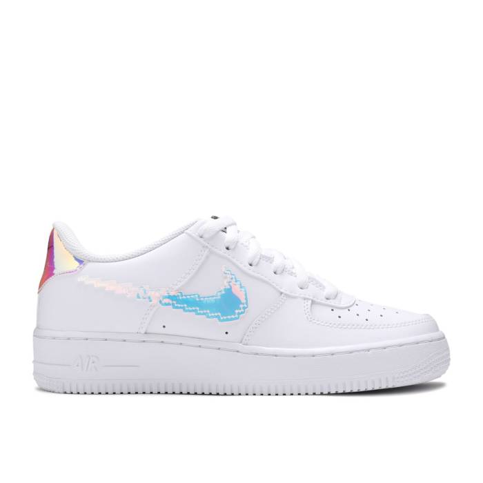 ナイキ Nike 【 Air Force 1 Lv8 ガウス \u0027Digital Swoosh\u0027 Youth White/Multi-Color/Black 】 御坊っちゃん キッズ 白いこと 白いこと 黒いこと 黒いこと