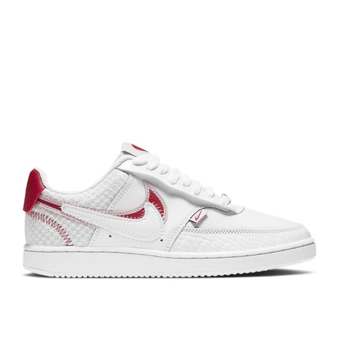 ナイキ Nike 【 Wmns Court Vision Low Premium \u0027Valentine\u0027s Day\u0027 Women White/Iced Lilac/Pistachio Frost/Noble Red 】 厚地の外套 Premium 割り増し金 レディース 白いこと 白いこと Red 赤・赤いこと