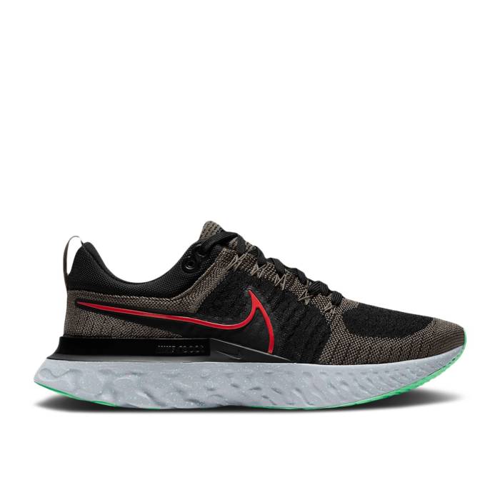 ナイキ Nike 【 React Infinity Run Flyknit 2 \u0027Ridgerock\u0027 Men Ridgerock/Black/Green Glow/Chile Red 】 リアクト 幽客 飛球編み物 メンズ 黒いこと 黒いこと green 緑・緑であること Red 赤・赤いこと