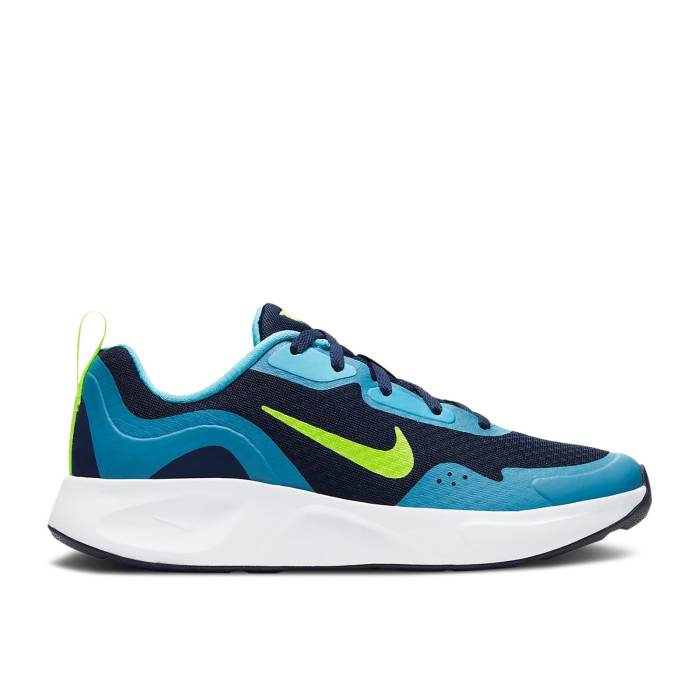 ナイキ Nike 【 Wearallday ガウス \u0027Midnight Navy Volt\u0027 Youth Midnight Navy/Baltic Blue/White/Volt 】 紺色 米国海軍 御坊っちゃん キッズ 紺色 米国海軍 青味 青み 白いこと 白いこと