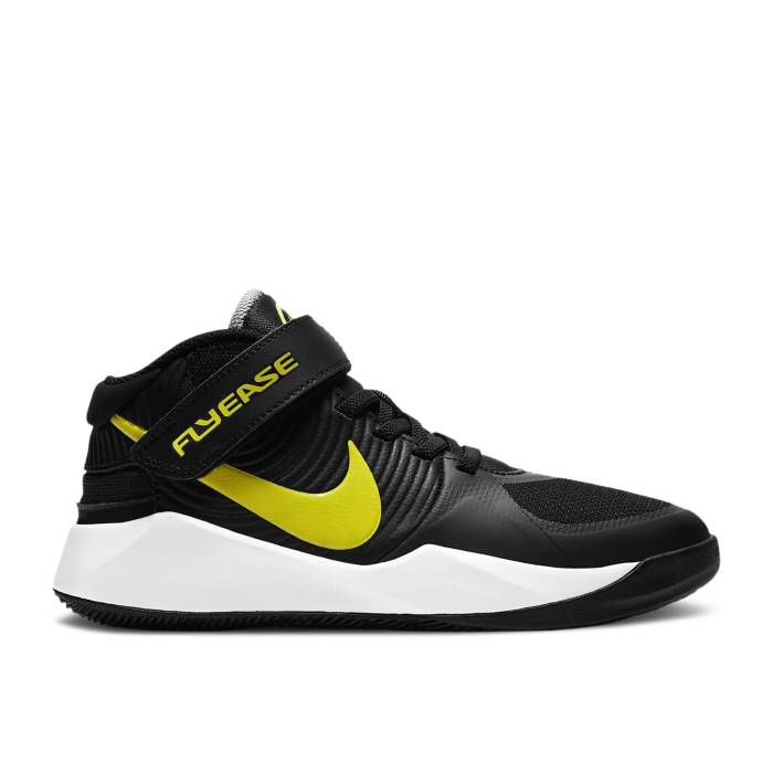 ナイキ Nike 【 Team Hustle D9 Flyease Gs 'Black High Voltage' Youth Black/White/Light Smoke Grey/High Voltage 】 Team チーム ハイ ジュニア キッズ 黒色 ブラック 白色 ホワイト 灰色 グレー ハイ｜スニケス