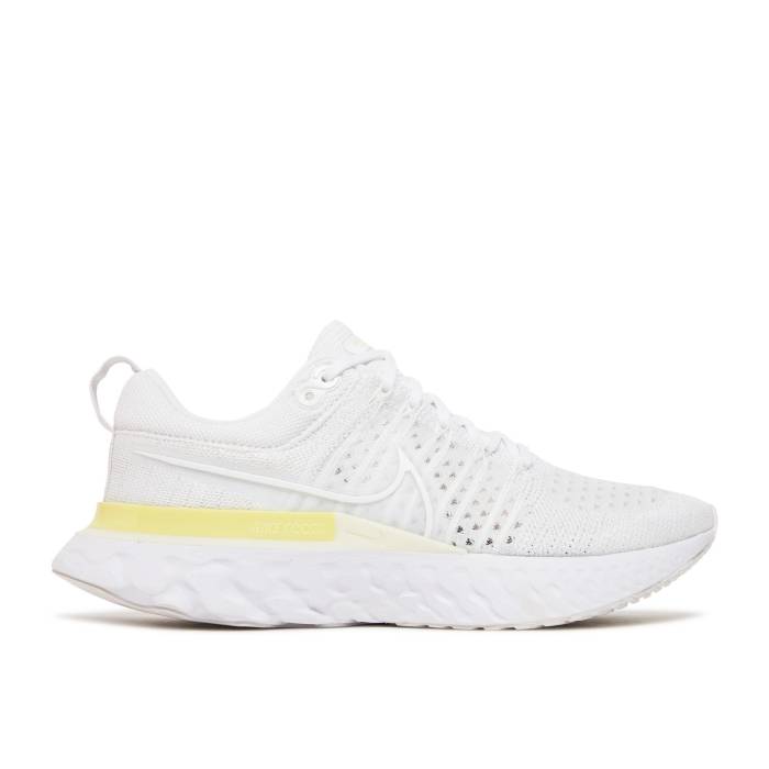 ナイキ Nike 【 Wmns React Infinity Run Flyknit 2 \u0027White Light Citron\u0027 Women White/White/Platinum Tint/Light Citron 】 リアクト 幽客 飛球編み物 レディース 白いこと 白いこと Platinum プラチナム