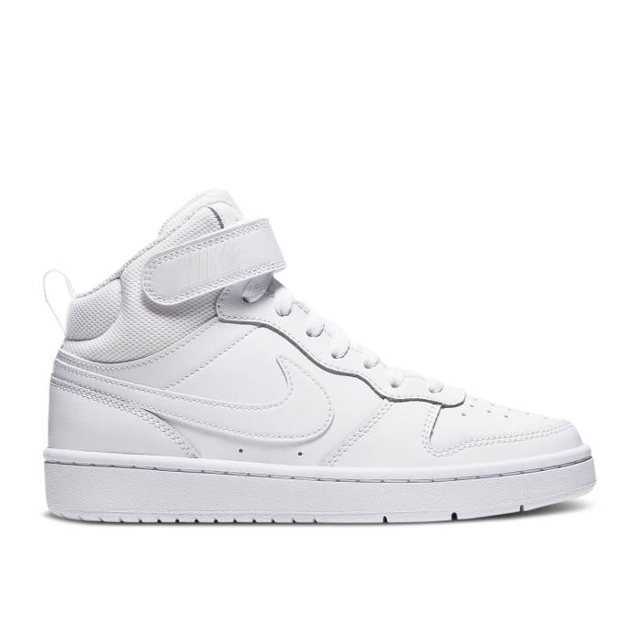 ナイキ Nike 【 Court Borough Mid 2 ガウス \u0027Triple White\u0027 Youth White/White/White 】 厚地の外套 ミッド 御坊っちゃん キッズ 白いこと 白いこと