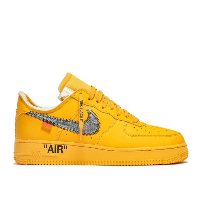 ナイキ Nike 【 Off-White X Air Force 1 Low \u0027Lemonade\u0027 Men University Gold/Black/Metallic Silver 】 象牙色 メンズ ゴールド 黒いこと 黒いこと Silver しろがね色・しろがね色