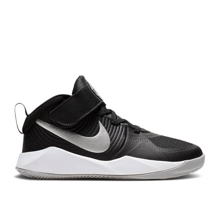 ナイキ Nike 【 Team Hustle D9 Ps \u0027Black Metallic Silver\u0027 Youth Black/Wolf Grey/White/Metallic Silver 】 Team 野球クラブ 御坊っちゃん キッズ 黒いこと 黒いこと 薄墨色 薄墨色 白いこと 白いこと Silver しろがね色・しろがね色