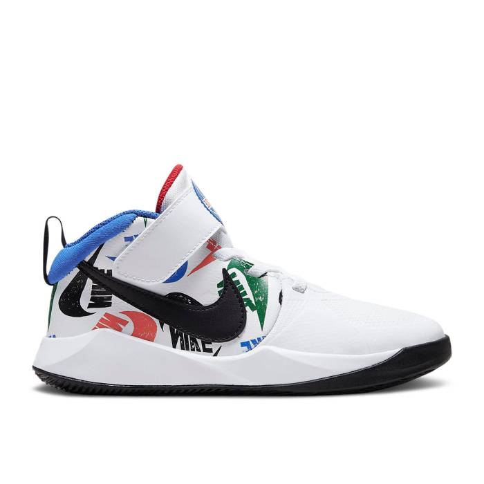 ナイキ Nike 【 Team Hustle D9 Ps 'Allover Logo - White' Youth White/Hyper Royal/University Red/Black 】 Team チーム ロゴ ジュニア キッズ 白色 ホワイト Red 赤・レッド 黒色 ブラック