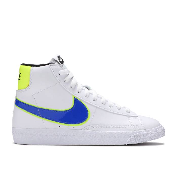 ナイキ Nike 【 Blazer Mid ガウス \u0027Racer Blue Volt\u0027 Youth White/Racer Blue/Volt 】 ブレイザー ミッド 青味 青み 御坊っちゃん キッズ 白いこと 白いこと 青味 青み