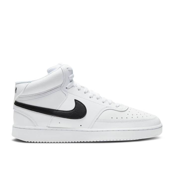 ナイキ Nike 【 Court Vision Mid \u0027White Black\u0027 Men White/White/Black 】 厚地の外套 ミッド メンズ 白いこと 白いこと 黒いこと 黒いこと