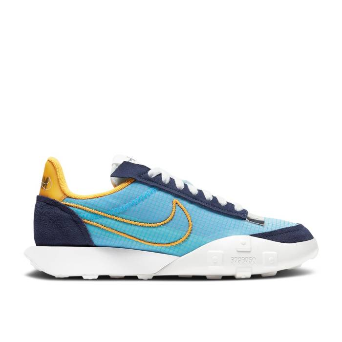 ナイキ Nike 【 Wmns Waffle Racer 2X \u0027Blackened Blue\u0027 Women Blackened Blue/Photo Blue/Chlorine Blue/University Gold 】 ワーヘル レディース 青み 青色 ゴールド
