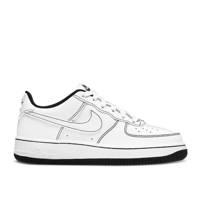 ナイキ Nike 【 Air Force 1 \u002707 Low ガウス \u0027Contrast Stitch - White Black\u0027 Youth White/White/Black 】 白いこと 白いこと お坊っちゃん キッズ 白いこと 白いこと 黒いこと 黒いこと
