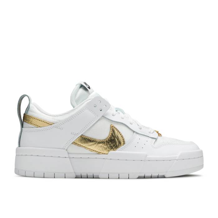 ナイキ Nike 【 Wmns Dunk Low Disrupt \u0027White Metallic Gold\u0027 Women White/White/Metallic Gold 】 ダンク レディース 白いこと 白いこと ゴールド 靴-スニーカー
