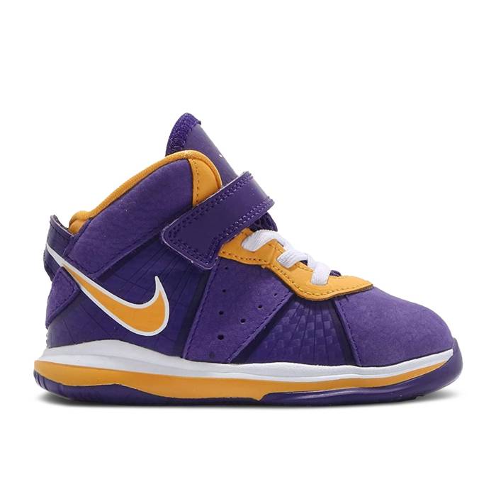 ナイキ Nike 【 Lebron 8 Td \u0027Lakers\u0027 Infant Court Purple/Court Purple/University Gold/University Gold 】 Lebron レブロン もの言う花 厚地の外套 Purple 紫・パープル ゴールド