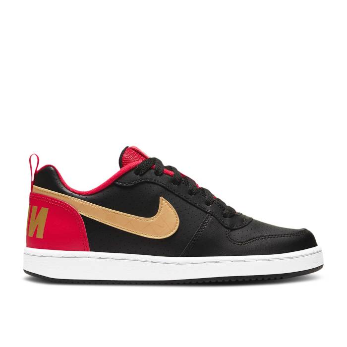 ナイキ Nike 【 Court Borough Low ガウス \u0027Chinese New Year\u0027 Youth Black/White/University Red/Met Element Gold 】 厚地の外套 御坊っちゃん キッズ 黒いこと 黒いこと 白いこと 白いこと Red 赤・赤いこと 化学元素 ゴールド