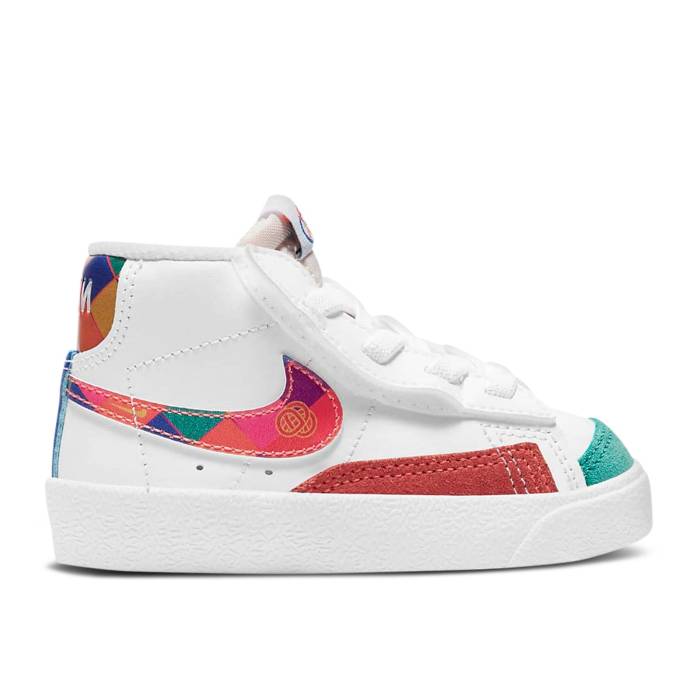 ナイキ Nike 【 Blazer Mid \u002777 Td \u0027Chinese New Year - Spring Festival\u0027 Infant White/Spirit Teal/Racer Blue/Bright Crimson 】 ブレイザー ミッド Spring 春月 もの言う花 白いこと 白いこと 青碧 青碧 クリムゾン