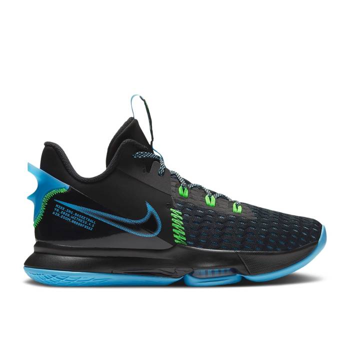ナイキ Nike 【 Lebron Witness 5 'Black Light Blue Fury' Men Black/Green Strike/Light Blue Fury/Lagoon Pulse 】 Lebron レブロン 青色 ブルー メンズ 黒色 ブラック green 緑・グリーン ストライク 青色 ブルー｜スニケス