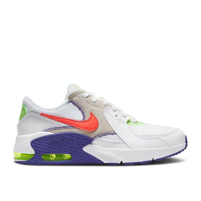 ナイキ Nike 【 Air Max Excee Amd ガウス \u0027White Indigo Burst\u0027 Youth White/Indigo Burst/Volt/Bright Crimson 】 マックス 藍色・インディゴ 御坊っちゃん キッズ 白いこと 白いこと 藍色・インディゴ 張りさける クリムゾン