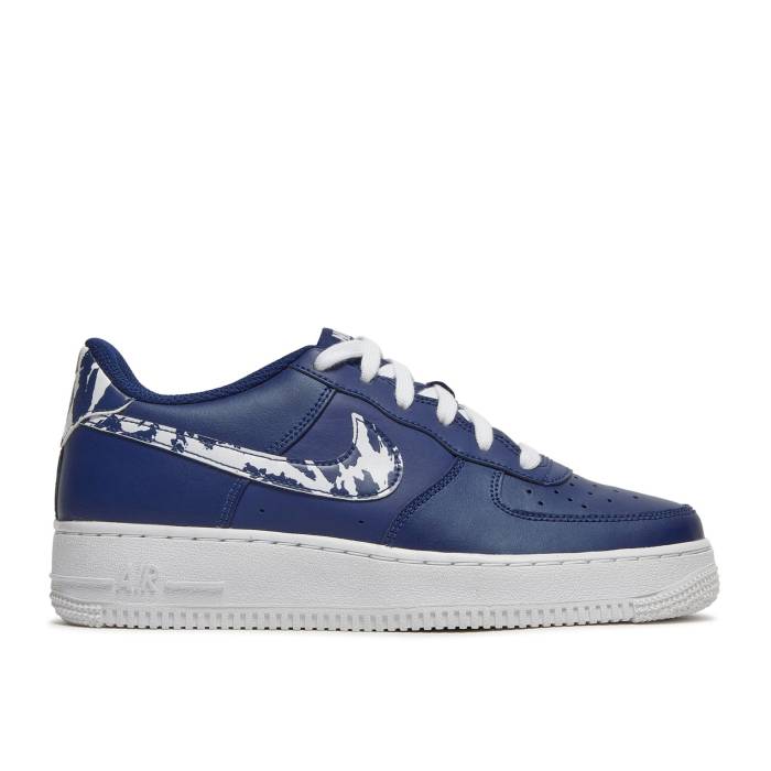 ナイキ Nike 【 Air Force 1 Lv8 1 Gs 'Splatter Swoosh - Blue Void' Youth Blue Void/White 】 Swoosh スウッシュ・スウォッシュ 青色 ブルー ジュニア キッズ 青色 ブルー 白色 ホワイト｜スニケス