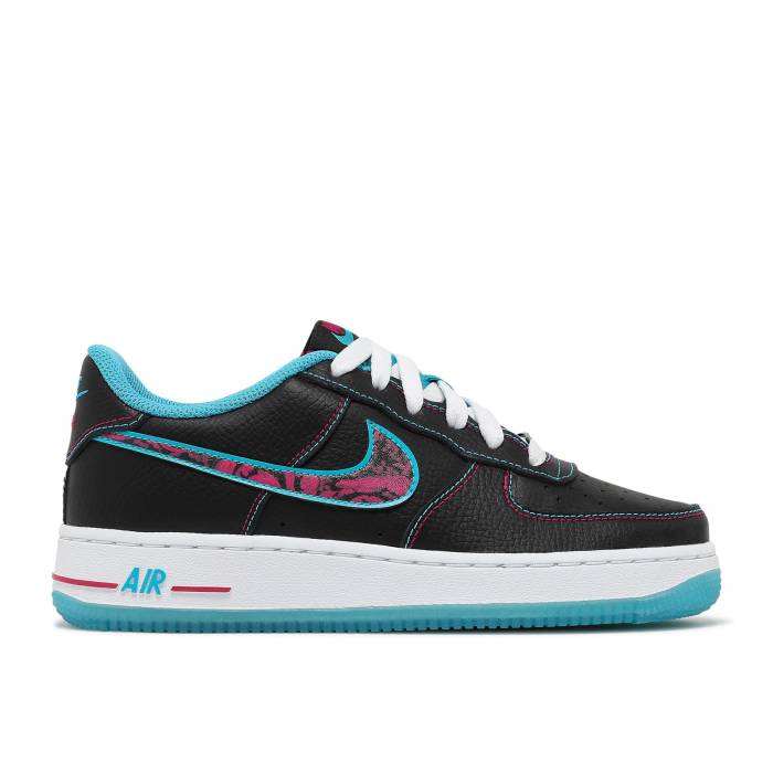 ナイキ Nike 【 Air Force 1 Lv8 1 ガウス \u0027Miami Nights\u0027 Youth Black/Light Blue Fury/White/Fireberry 】 御坊っちゃん キッズ 黒いこと 黒いこと 青味 青み 白いこと 白いこと