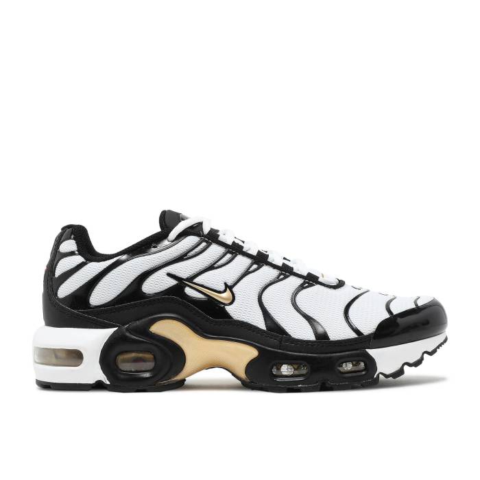 ナイキ Nike 【 Air Max Plus ガウス \u0027White Metallic Gold\u0027 Youth White/Black/Metallic Gold 】 マックス 御坊っちゃん キッズ 白いこと 白いこと 黒いこと 黒いこと ゴールド