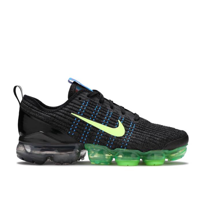 ナイキ Nike 【 Air Vapormax Flyknit 3 Gs 'Black Ghost Green' Youth Black/Light Photo Blue/Fireberry/Ghost Green 】 フライニット ジュニア キッズ 黒色 ブラック 青色 ブルー green 緑・グリーン｜スニケス