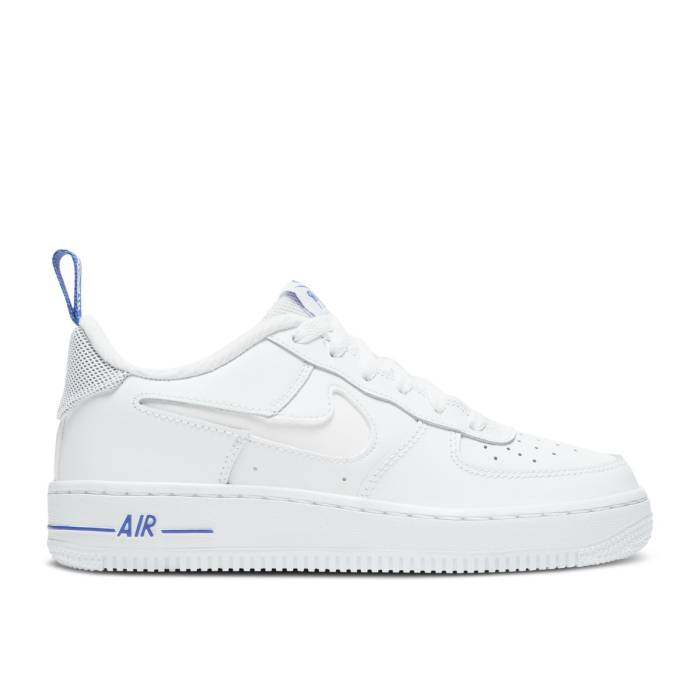 ナイキ Nike 【 Air Force 1 \u002707 Lv8 ガウス \u0027White Racer Blue\u0027 Youth White/White/Racer Blue 】 御坊っちゃん キッズ 白いこと 白いこと 青味 青み