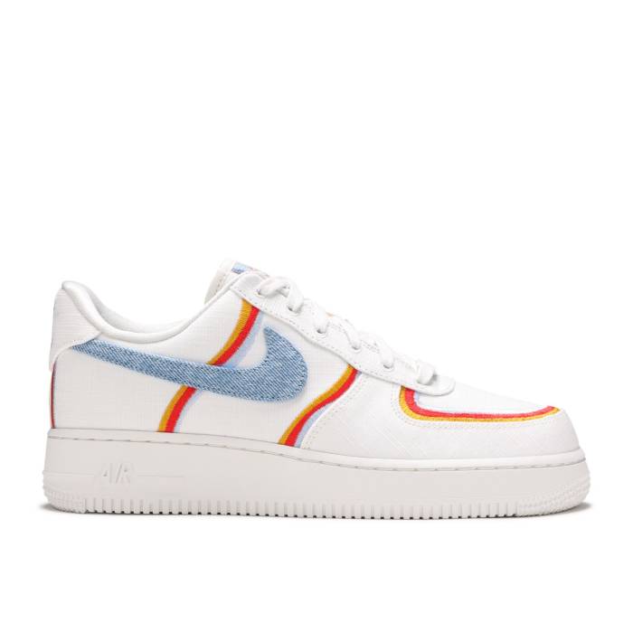 ナイキ Nike 【 Wmns Air Force 1 Low ail Denim Swoosh Women Sail/Light Armory Blue/Chili Red 】 デニム レディース 青色 ブルー Red 赤・レッド