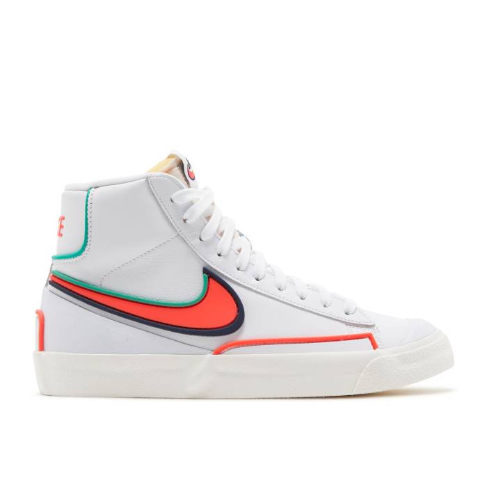 ナイキ Nike 【 Wmns Blazer Mid \u002777 \u0027Infinite White Crimson\u0027 Women White/Bright Crimson/Old Blue/Roman Green/Sail/Black 】 ブレイザー ミッド 白いこと 白いこと レディース 白いこと 白いこと クリムゾン 青み 青色 green 緑・