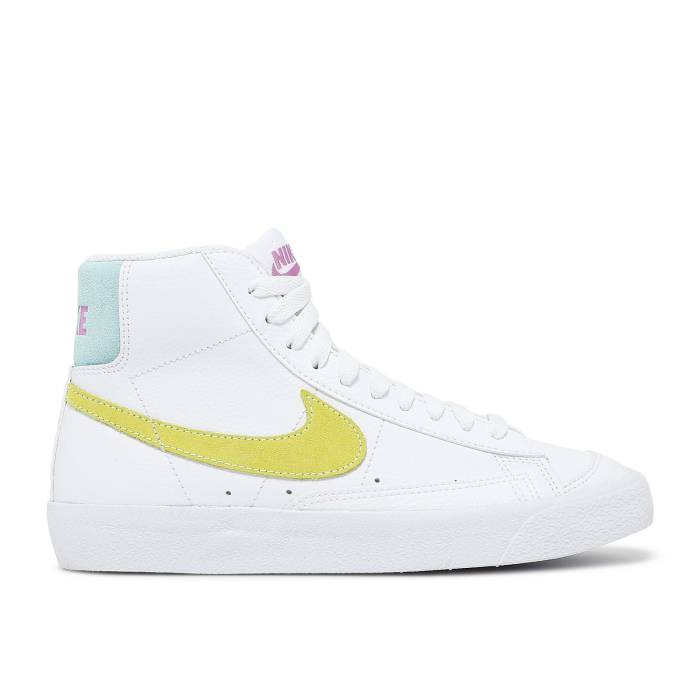 ナイキ Nike 【 Blazer Mid '77 Gs 'White Light Zitron' Youth White/Glacier Blue/Violet Shock/Light Zitron 】 ブレイザー ミッド ジュニア キッズ 白色 ホワイト 青色 ブルー 紫・バイオレット ショック|スニケス