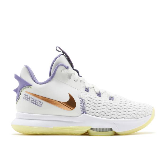 ナイキ Nike 【 Lebron Witness 5 'Summit White Metallic Bronze' Men Summit White/White/Light Zitron/Metallic Bronze 】 Lebron レブロン 白色 ホワイト メンズ 白色 ホワイト 銅・ブロンズ｜スニケス