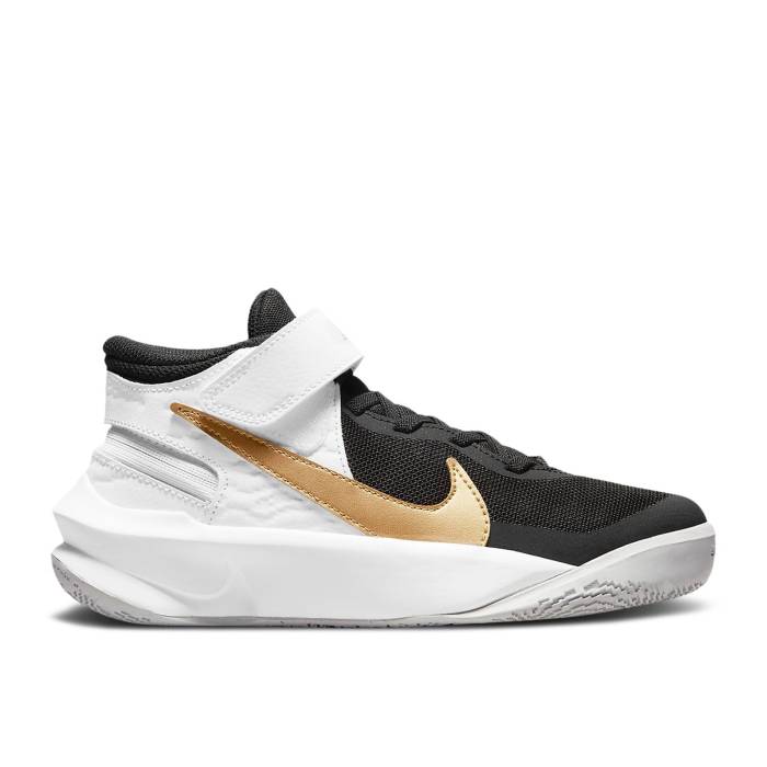 ナイキ Nike 【 Team Hustle D10 Flyease Gs 'Black White Metallic Gold' Youth Black/White/Photon Dust/Metallic Gold 】 Team チーム 白色 ホワイト ジュニア キッズ 黒色 ブラック 白色 ホワイト ゴールド｜スニケス