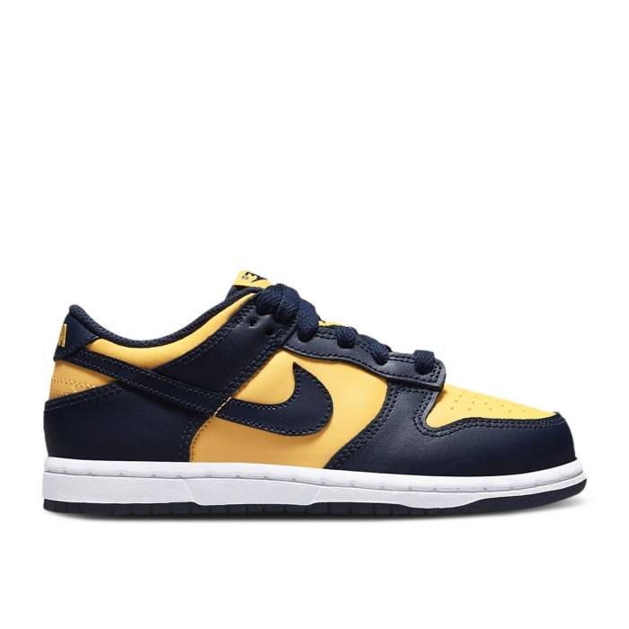 ナイキ Nike 【 Dunk Low Ps \u0027Michigan\u0027 2021 Youth Varsity Maize/Midnight Navy/White 】 ダンク 御坊っちゃん キッズ 紺色 米国海軍 白いこと 白いこと
