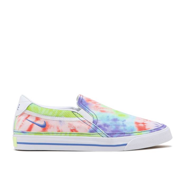 ナイキ Nike 【 Wmns Court Legacy Print Slip-On Tie-Dye Women Multi-Color/White/Light Liquid Lime/Sapphire 】 コート legacy レガシー slip-on スリッポン レディース 白色 ホワイト ライム