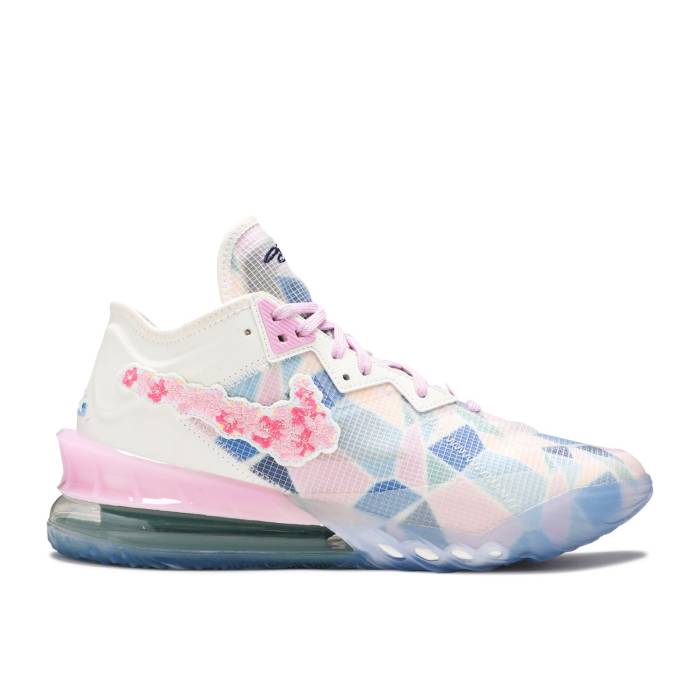 ナイキ Nike 【 Atmos X Lebron 18 Low \u0027Sakura\u0027 Men Pale Ivory/Light Arctic Pink/Leche Blue 】 Lebron レブロン メンズ 象牙色 pink サクラ色 青み 青色