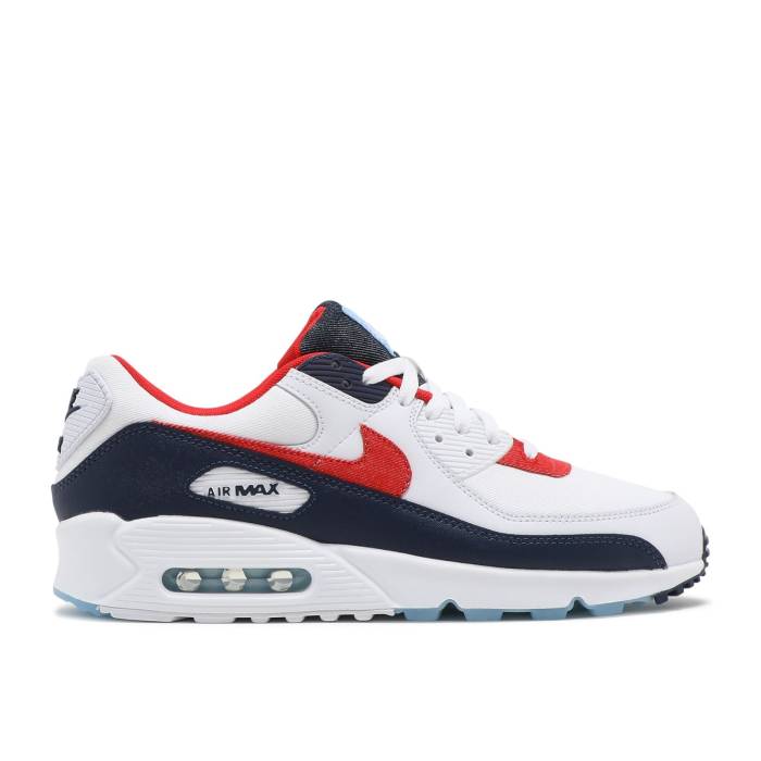 ナイキ Nike 【 Air Max 90 \u0027Usa Denim\u0027 Men White/Chile Red/Midnight Navy 】 マックス メンズ 白いこと 白いこと Red 赤・赤いこと 紺色 米国海軍