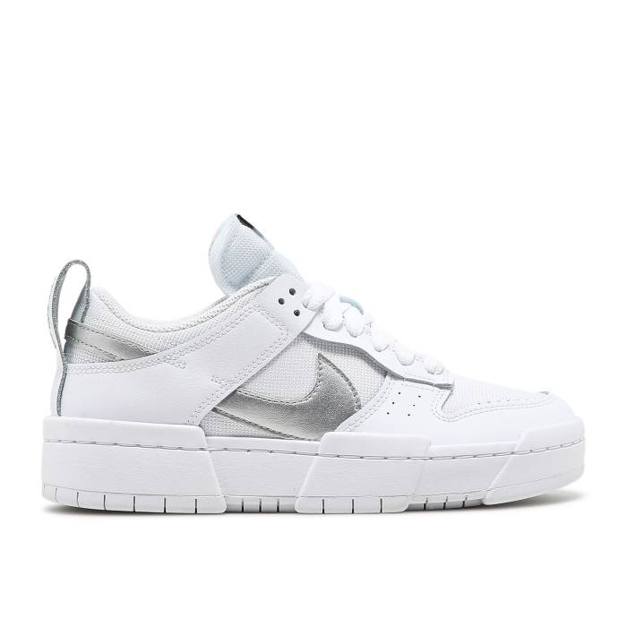 ナイキ Nike 【 Wmns Dunk Low Disrupt \u0027White Metallic Silver\u0027 Women White/Metallic Silver/White 】 ダンク レディース 白いこと 白いこと Silver しろがね色・しろがね色