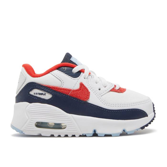 ナイキ Nike 【 Air Max 90 Td Usa Denim Infant White/Midnight Navy/Psychic Blue/Chile Red 】 マックス ベビー 白色 ホワイト 紺色 ネイビー 青色 ブルー Red 赤・レッド