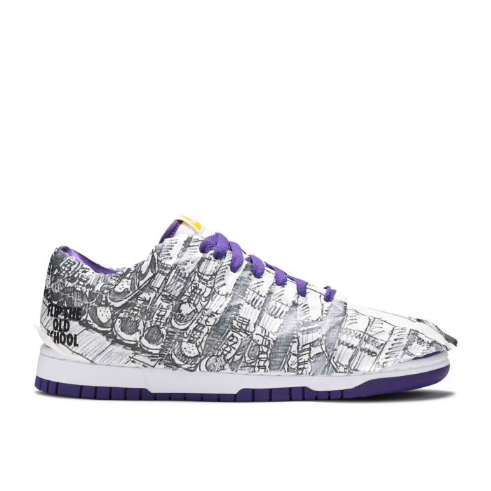 ナイキ Nike 【 Wmns Dunk Low 'Flip The Old School' Women White/Varsity Purple/Varsity Maize/Black 】 ダンク レディース 白色 ホワイト Purple 紫・パープル 黒色 ブラック｜スニケス