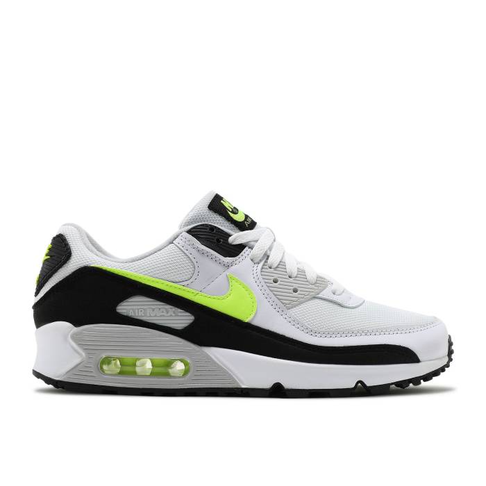 ナイキ Nike 【 Air Max 90 'White Hot Lime' Men White/Black/Neutral Grey/Hot Lime 】 マックス メンズ 白色 ホワイト 黒色 ブラック 灰色 グレー ライム｜スニケス