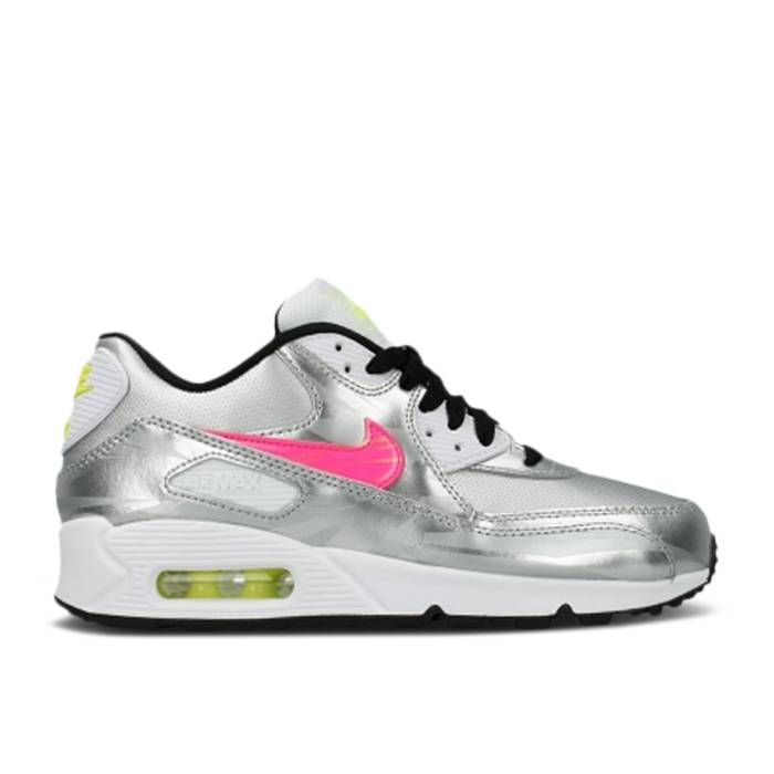 ナイキ Nike 【 Air Max 90 Fb Gs 'Metallic Silver Hyper Pink' Youth Metallic Silver/White/Black/Hyper Pink 】 マックス Silver 銀色・シルバー ジュニア キッズ Silver 銀色・シルバー 白色 ホワイト 黒色 ブラック pink|スニケス