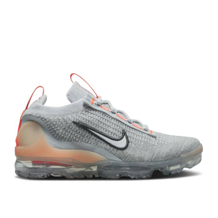 ナイキ Nike 【 Air Vapormax 2021 Flyknit Gs 'Grey Fog Bright Mango' Youth Grey Fog/White/Bright Mango/Anthracite/Metallic Silver 】 フライニット ジュニア キッズ 灰色 グレー 白色 ホワイト Silver 銀色・シルバー|スニケス