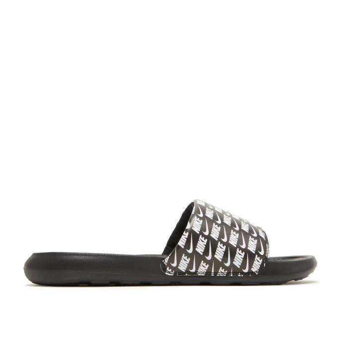 ナイキ Nike 【 Victori One Slide Print \u0027Repeat Logo - Black\u0027 Men Black/White/Black 】 Slide サンダル ロゴタイプ メンズ 黒いこと 黒いこと 白いこと 白いこと